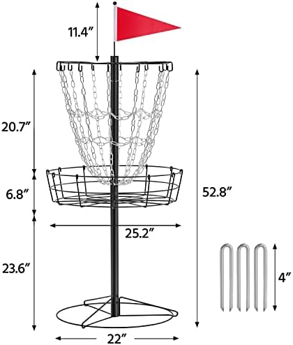 Yaheetech 12-Chain Portable Outdoor Steel Disc Golf Basket Practice Target - Image 3