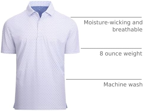 Alex Vando Mens Golf Shirt Moisture Wicking Classic Print Golf Shirts - Image 4