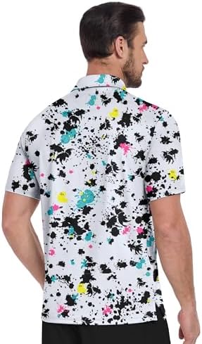 ZITY Men's Golf Shirts Short Sleeve Print Patterns Casual Collared Polo - Image 2