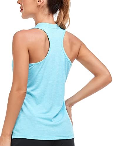 MoFiz Women's Golf Shirts Sleeveless Racerback Polo 1/4 Zip Collarless by MOFIZ