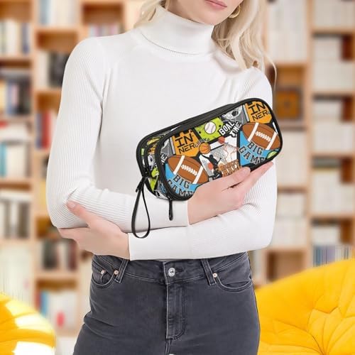 ZAZYXTJ Ball Large Capacity Pencil Case 3 Compartment Pen Pouch Storage Canvas - Image 7