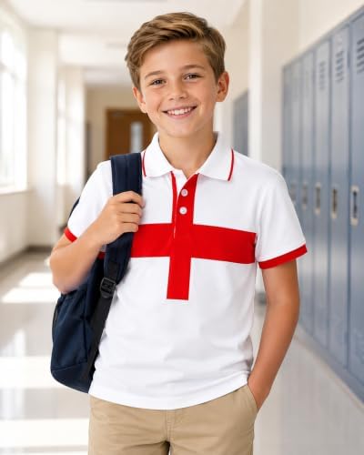 Boys Golf Polo Shirts Short Sleeve Color Contrast 5-14Y - Image 3