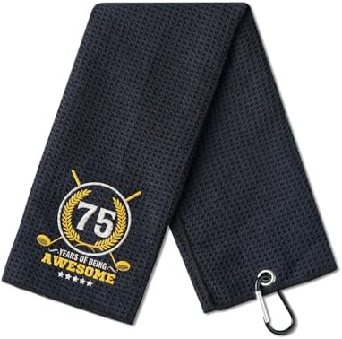 75th Birthday Gifts Golf for Men Golfer, Funny Golf Towels for Golf Lovers by CybGene