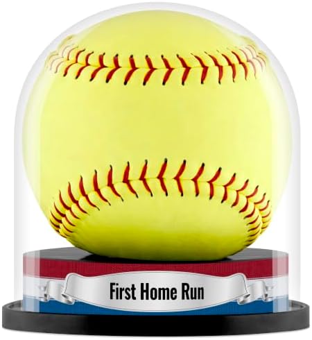 First Home Run Softball Display Case, Trophy Holder, Custom Label by Balldome
