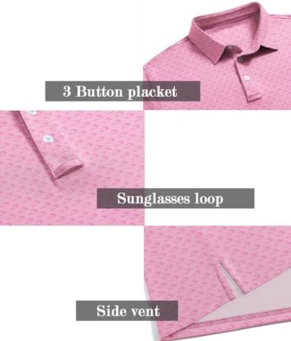 ZITY Men's Golf Shirts Short Sleeve Print Patterns Casual Collared Polo - Image 3