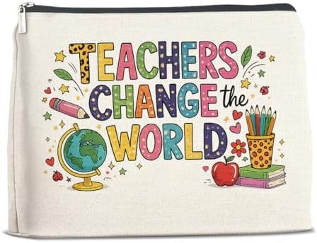 Teacher Gift Makeup Bag, Teacher Appreciation Cosmetic Pouch by YeleY