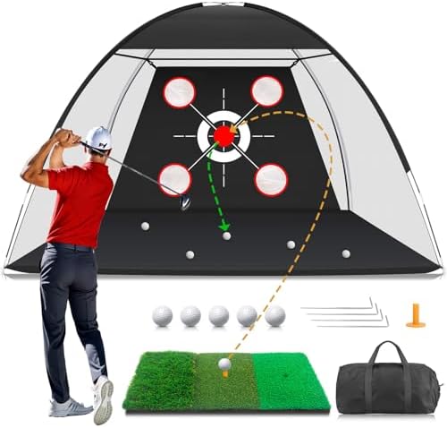 Golf Net with Practice Mat, Golf Hitting Aid Nets 10x7FT by Unknown