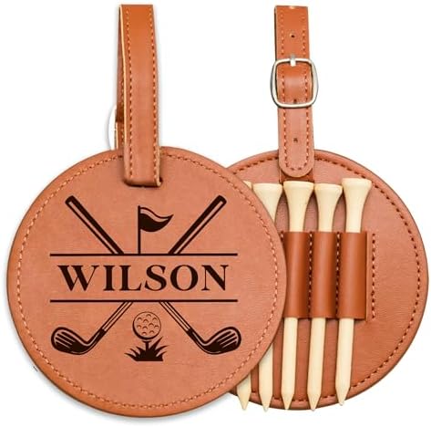 EDSG Personalized Leather Golf Tee Holder Bag Tag by EDSG
