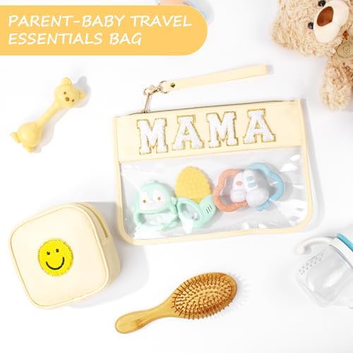 BuyCard 2 Pcs Preppy Patch Clear Mama Bag, Women Chenille Letter Makeup - Image 5