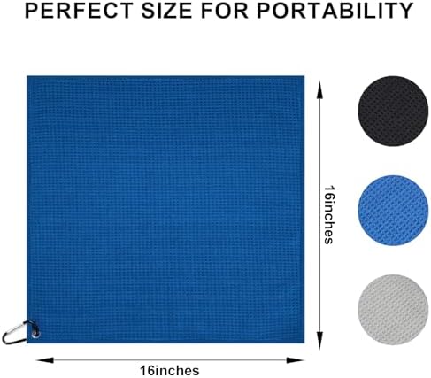 3 Pack Golf Towels with Carabiners, Durable Microfiber - Image 3