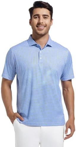 Alex Vando Mens Golf Shirt Moisture Wicking Classic Print Golf Shirts - Image 2