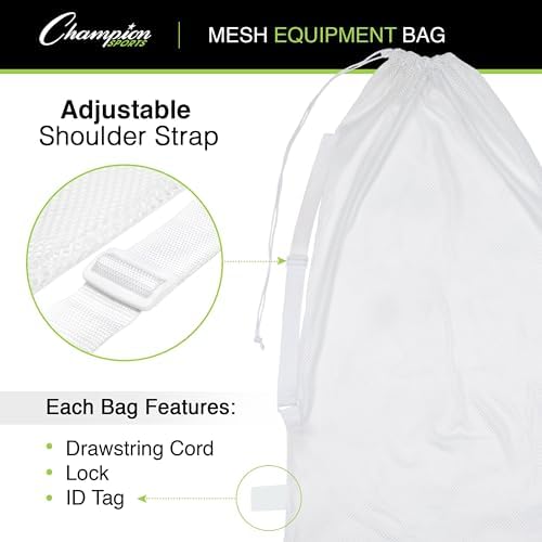 Champion Sports Mesh Equipment Bag – Heavy-Duty Nylon Drawstring Bag - Image 6