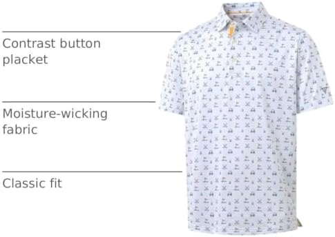 M MAELREG Mens Golf Shirt Short Sleeve Dry Fit Print Moisture Wicking - Image 4