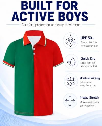 Boys Golf Polo Shirts Short Sleeve Color Contrast 5-14Y - Image 4