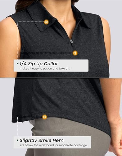 G Gradual Women's Golf Shirts Lightweight 1/4 Zip Collared Tank Top - Image 4