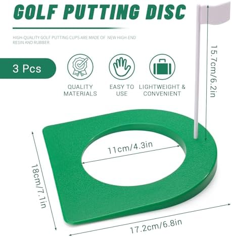3 Pack Golf Putting Cup Set, Plastic Green Golf Hole - Image 2