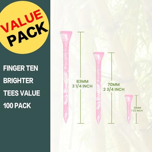 FINGER TEN Stylish Golf Tees Wood 100 Pack - Image 2