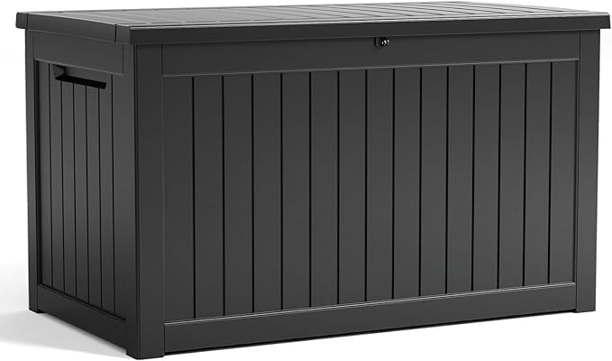 PatioZen 230 Gallon Resin Deck Box, Lockable Patio Outdoor Storage Box by OutdoorLivingPerfected
