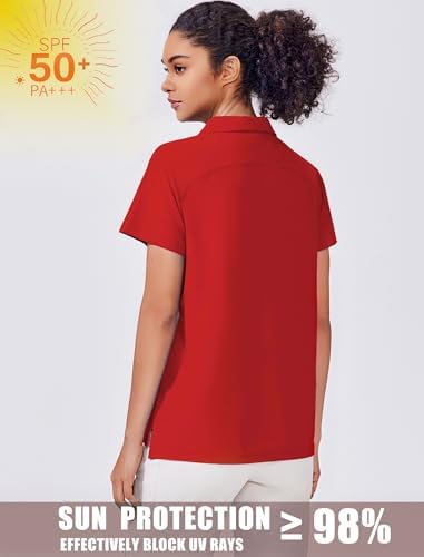 PINSPARK Women's Golf Shirt UPF 50+ Polo Shirts Short Sleeve Tennis Tops - Image 4