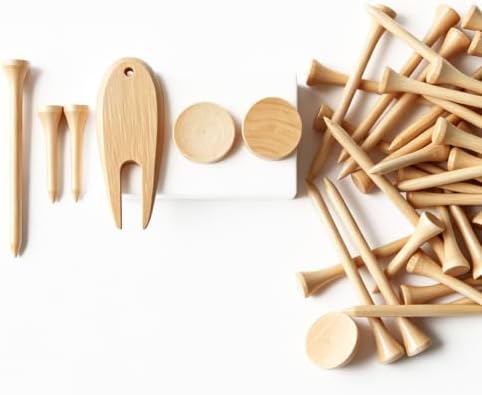 Bamboo Golf Tees with Position Ball Maker and Bamboo Divot Tools - Image 2