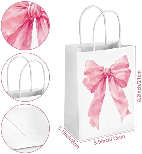 Hxezoc 12 Pieces Pink Bow Gift Bags - Image 2