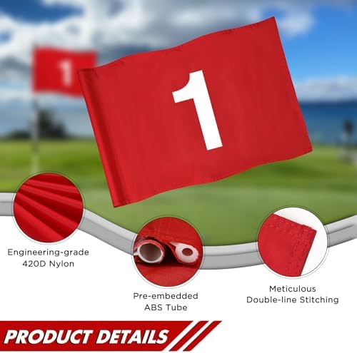 KINGTOP Numbered Golf Flags, 14 x 20 in, Numbers 1 to 4, 4 Pack - Image 2