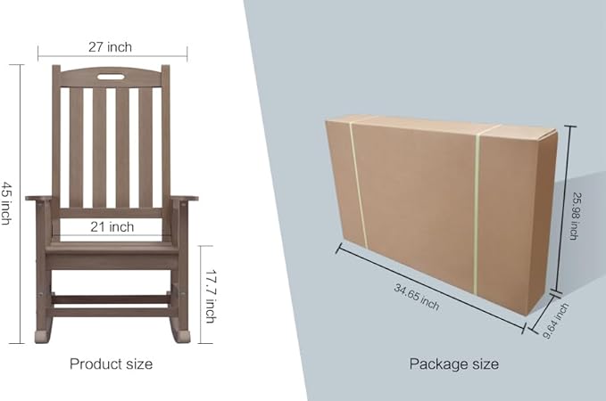 Outdoor Rocking Chairs Set of 2, Oversized Porch Rocker | Weather Resistant - Image 8