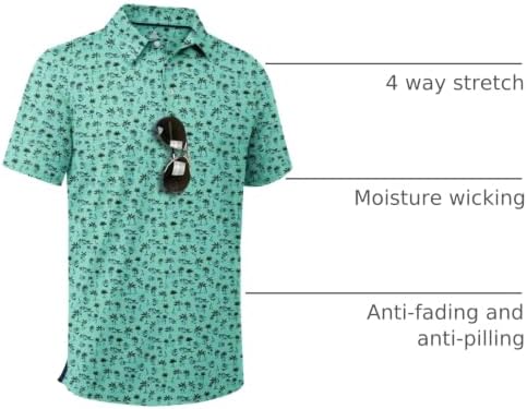 ZITY Men's Golf Shirts Short Sleeve Print Patterns Casual Collared Polo - Image 4