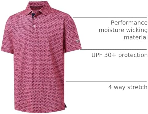 M MAELREG Mens Golf Shirt Short Sleeve Dry Fit Print Moisture Wicking - Image 4