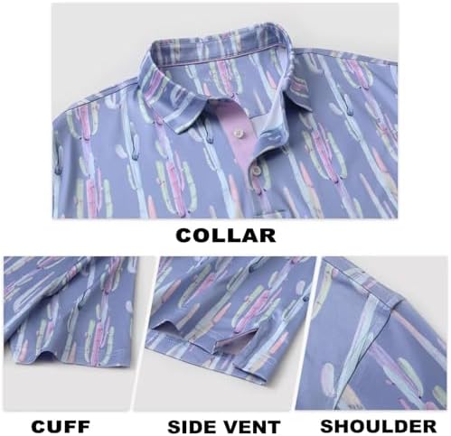M MAELREG Mens Golf Shirt Short Sleeve Dry Fit Print Moisture Wicking - Image 6