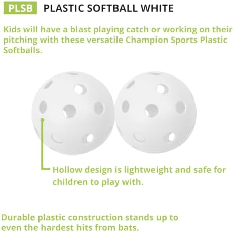 Champion Sports 12" Hollow Plastic Softball Set - Image 4