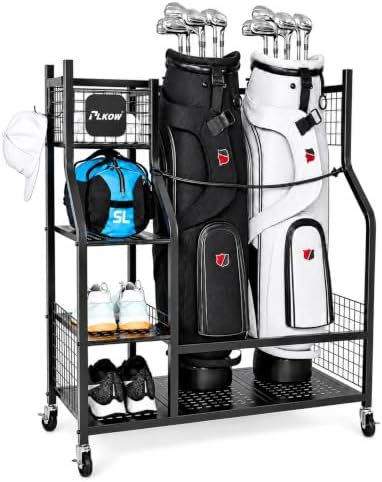 PLKOW Golf Bag Storage Rack for Garage, Golf Equipment Organizer by PLKOW