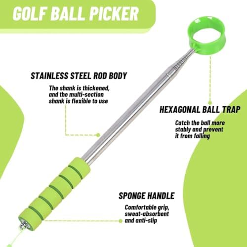 Golfs Ball Scooper Portable Golfs Ball Retrievers Stainless Steel Telescopic - Image 3