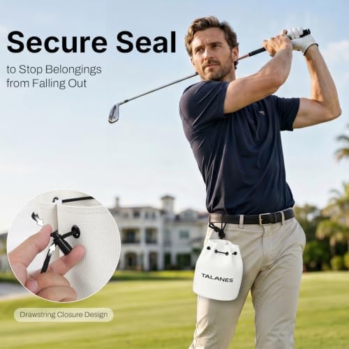 Golf Valuables Pouch, Leather Drawstring Golf Balls Bag - Image 4