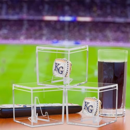 Championship Ring Display Case 6pcs Clear Acrylic Plastic Baseball Display Case - Image 6