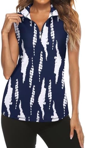 Tanst Sky Women's Sleeveless Golf Polo Shirts Quarter Zip Workout Tank Top by TanstSky