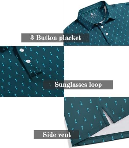 ZITY Men's Golf Shirts Short Sleeve Print Patterns Casual Collared Polo - Image 3