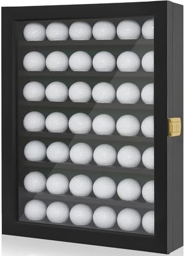 42 Golf Ball Display Case Wooden Wall Mounted Golf Ball Rack by WELIDAY