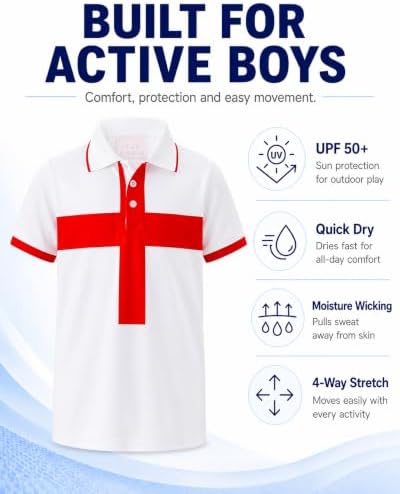 Boys Golf Polo Shirts Short Sleeve Color Contrast 5-14Y - Image 4