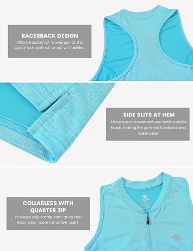 MoFiz Women's Golf Shirts Sleeveless Racerback Polo 1/4 Zip Collarless - Image 5