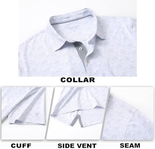 M MAELREG Mens Golf Shirt Short Sleeve Dry Fit Print Moisture Wicking - Image 6