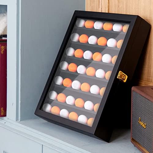 Sintuff 42 Golf Ball Display Case Solid Wood Golf Ball Holder Rack Gift Black - Image 5