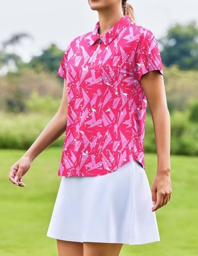 PINSPARK Womens Golf Shirt Short Sleeve Polo UPF 50+ 1/4 Zip Collar Shirt - Image 2