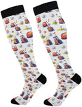 White Baseballs Stitching Compression Sock by Unknown