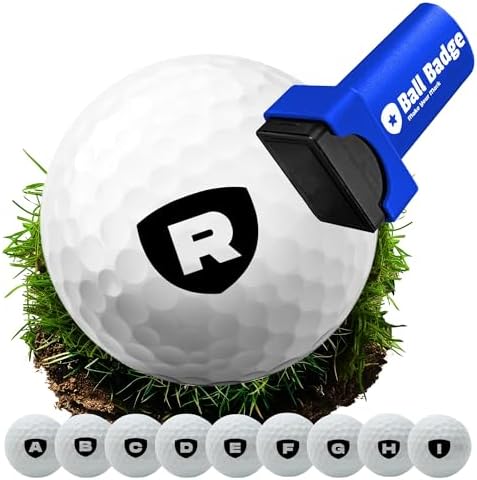 Ball Badge Monogram Golf Ball Stamp, Shield Initial R by AlibiGolf