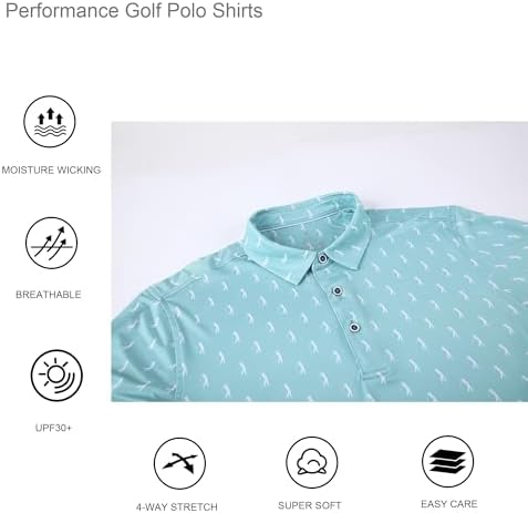 Alex Vando Mens Golf Shirt Moisture Wicking Print Performance Polo Shirt - Image 3