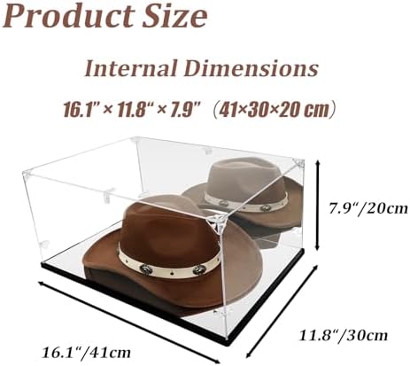 Cowboy Hat Display Case with Dual Mirrors, 3mm Acrylic - Image 2