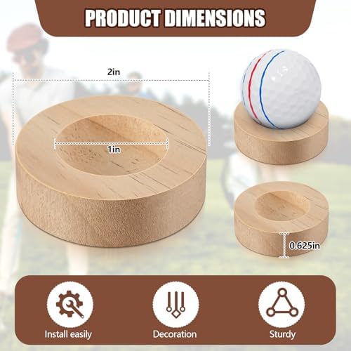 Thyle Wooden Single Golf Ball Display Stand 2 Inches Golf Ball Holder Mini - Image 2