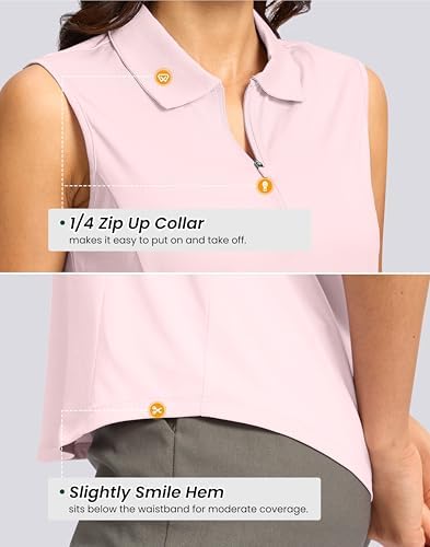 G Gradual Women's Golf Shirts Lightweight 1/4 Zip Collared Tank Top - Image 4