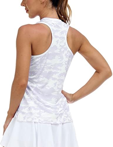 MoFiz Women's Golf Shirts Sleeveless Racerback Polo 1/4 Zip Collarless by MOFIZ